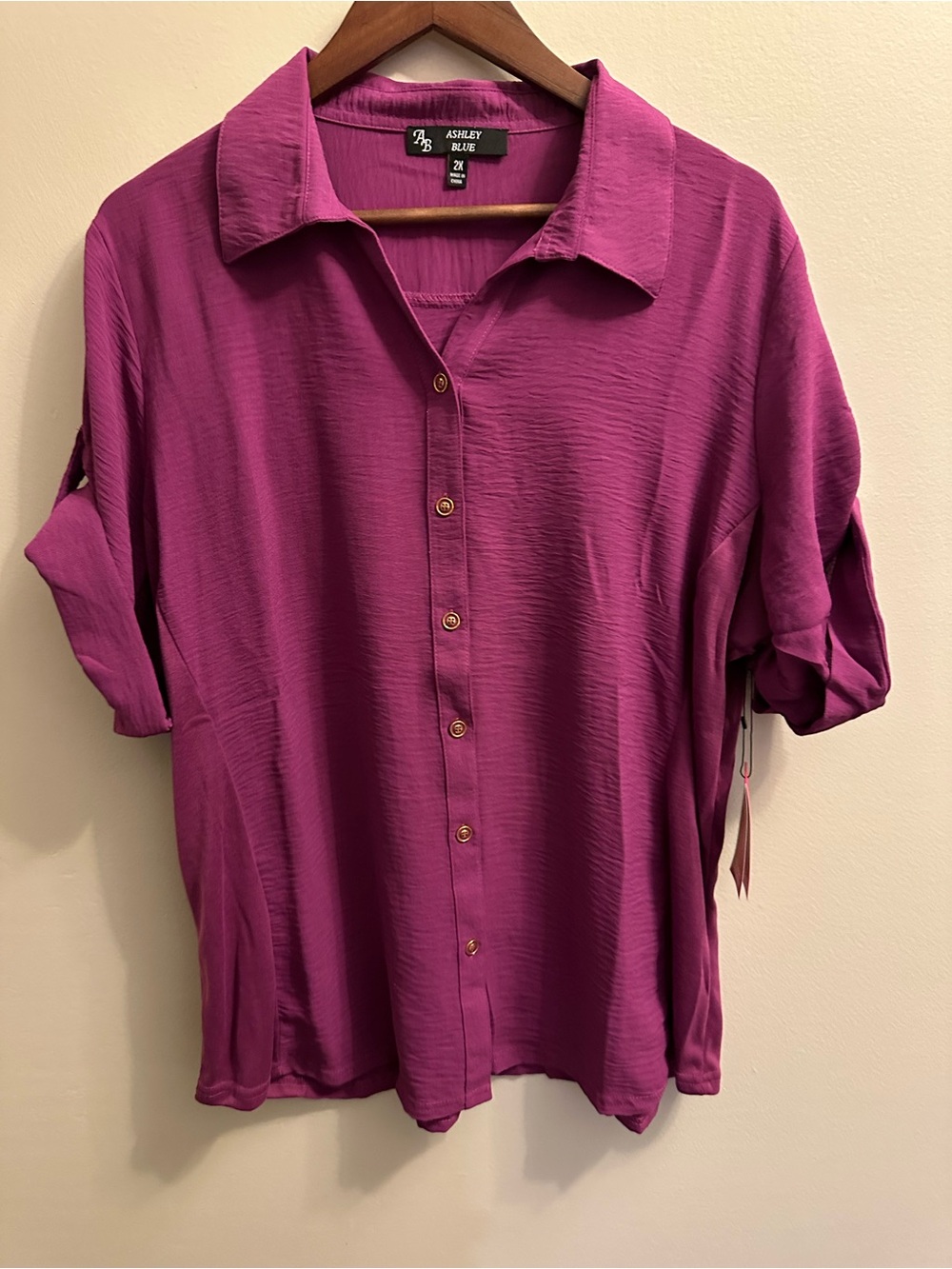 Ashley Blue Women's Button-Down Shirt - Magenta